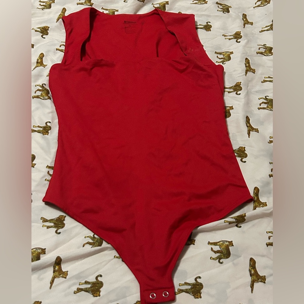Red Sleeveless Bodysuit